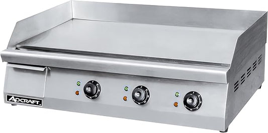 Adcraft 30" Countertop Electric Griddle with Thermostatic Controls and Heavy Duty with Temperatures ranging from 120-570 Degrees, NSF Certified, 220V, 30-inch, Stainless Steel