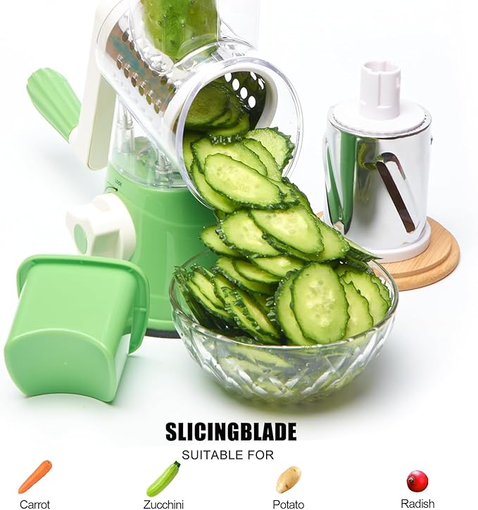 Cheese Grater Cheese Grater With Handle Rotary Cheese Grater With Handle Premium Rotary Cheese Grater With Hand Crank - Perfect For Family Chefs And Cheese Lovers (Green)