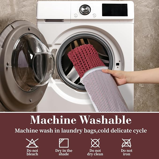 RESARE Waffle Bath Mat for Bathroom, Super Absorbent Bathroom Rugs Non Slip Machine Washable, Ultra Soft Quick Dry Boho Bath Rugs with Tassels for Floor, Upgraded Bordered Design, 24"x36" Red