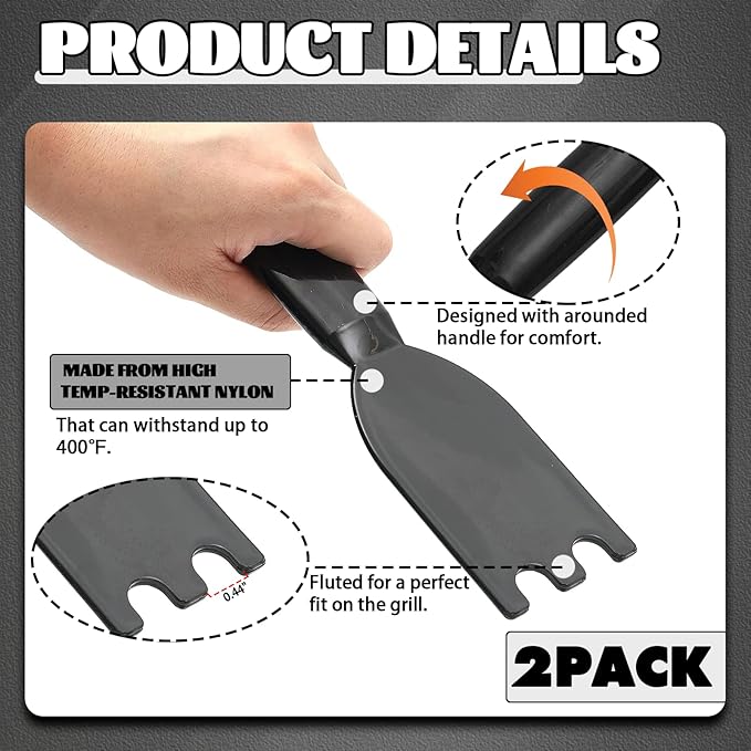 TonGass (2-Pack) Grill Scraper for George Foreman Indoor Grills & Most Other Indoor Grills with Grooves, Heat-Resistant Grill Spatula
