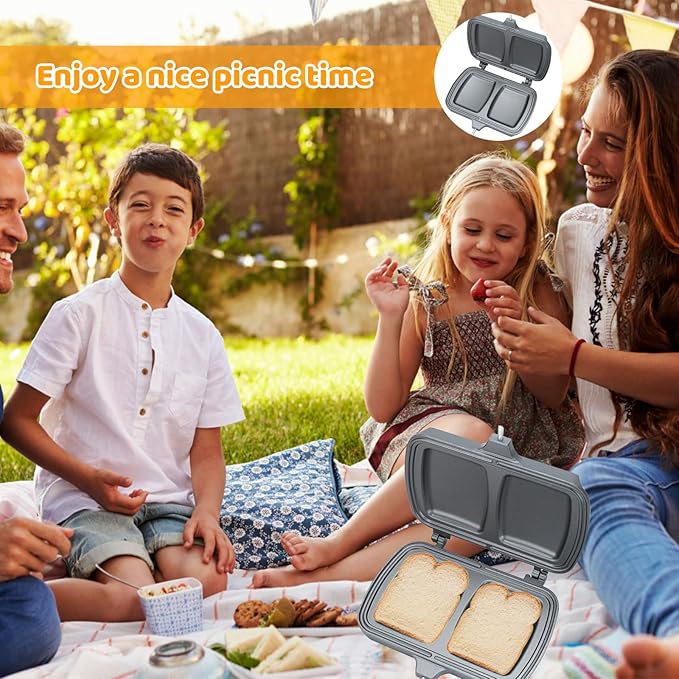 Double-Sided Nonstick Sandwich Maker, Flip Grill Pan for Breakfast, Pancakes, Omelets, Frittatas, Toast (Silver, 30.5*14.2*4.2cm)