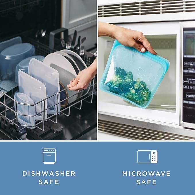 Stasher Premium Silicone Reusable Food Storage Bowl, Clear, Microwave, Sous Vide, Dishwasher, Oven and Freezer Safe, BPA Free, Leak-free, Eco-friendly, 4-Cup Bowl