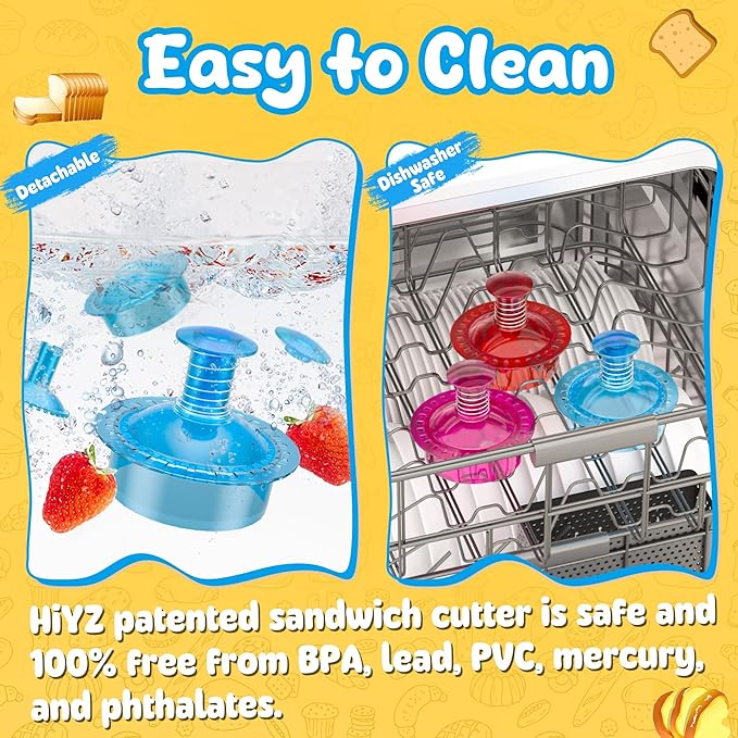 Sandwich Cutter and Sealer Cut and Seal Sandwich Maker, Crustless Peanut Butter & Jelly Sandwich Cookie Cutter (Translucent Blue Round)