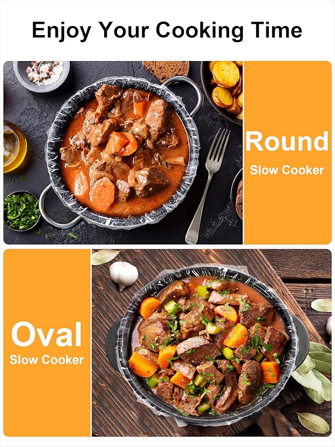 SMARTAKE Slow Cooker Liners, Large Size 13"x 21" Disposable Cooking Bags, Fit 3QT to 8QT for Slow Cooker, Cooking Trays, Suitable for Oval & Round Pots, 10 Liners