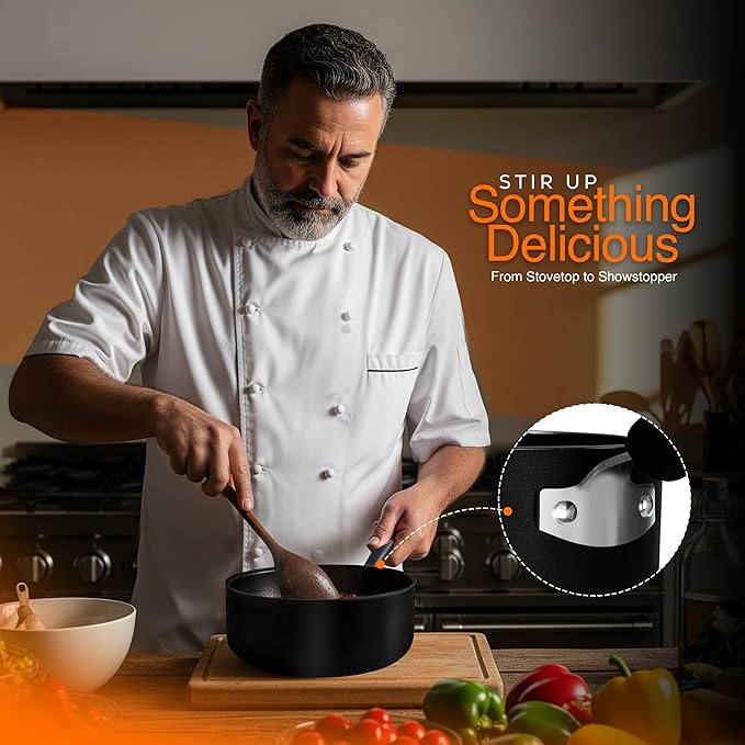 Utopia Kitchen Nonstick Saucepan Set, Cooking Pots with Lids, 1 Quart and 2 Quarts Multipurpose Kitchen Small Pots for Cooking Nonstick With Lids, 1 qt & 2 qt Set, Grey & Black
