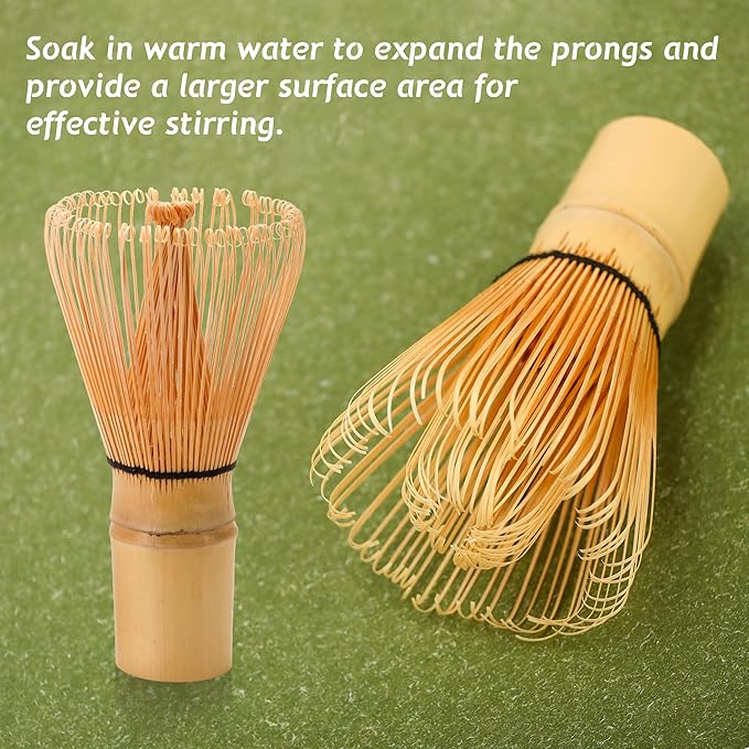 Matcha Tea Set 9 Pcs, Japanese Traditional Bowl, Bamboo Whisk (Chasen), Scoop (Chashaku), Spoon, Stainless Steel Sifter, Holder, Ceramic Powder Caddy