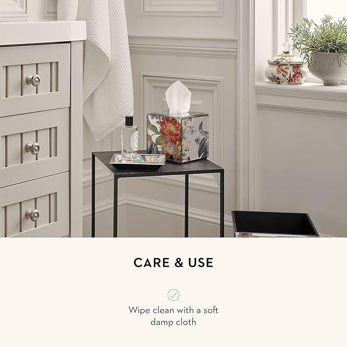 MACKENZIE-CHILDS Tissue-Box Cover, Tissue Holder for Home Decor, Flower Market Reflections, Square