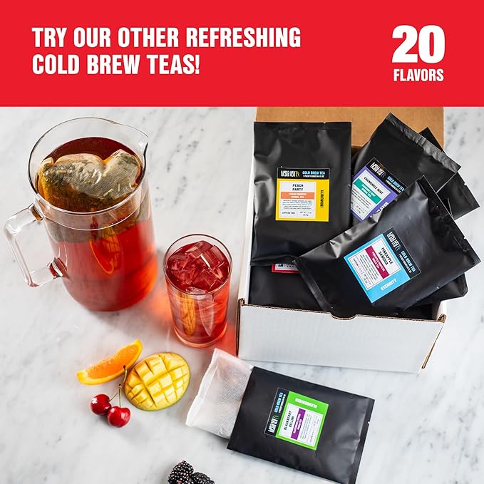 Tiesta Tea - Fireberry Cold Brew, Loose Leaf, Cranberry Hibiscus Rooibos Tea, Premium Non-Caffeinated Blend, Cold Brew Packets, Makes 64 oz Per Bag (Pack of 10)