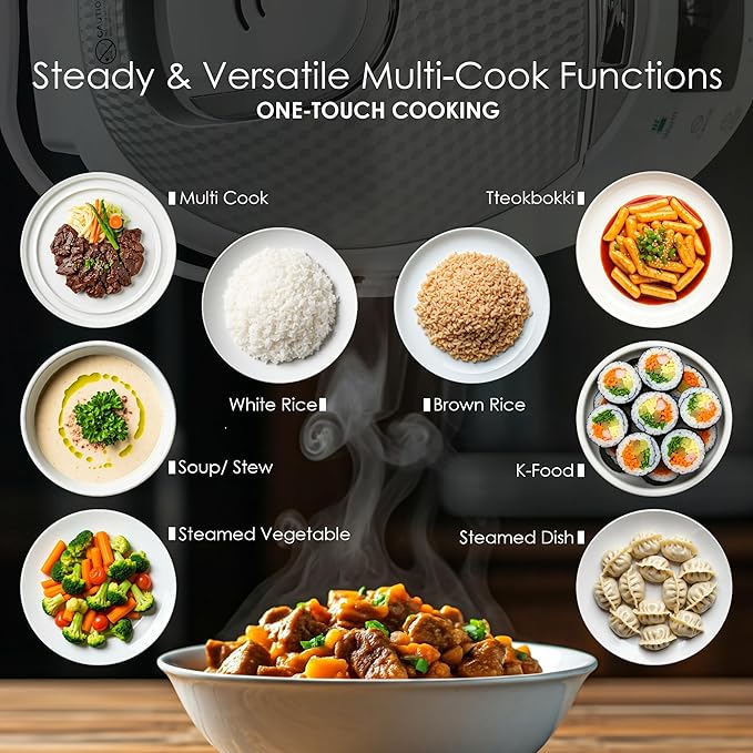 MAGiC COM Rice Cooker, 20 Cup(Cooked) 10 Cup(Uncooked) One Touch Healthy Cooking with 15 Menu Modes, Nonstick Inner Pot, Steamer Basket, Auto Clean, 24 Hour Delay Timer and Auto Keep Warm (Black)