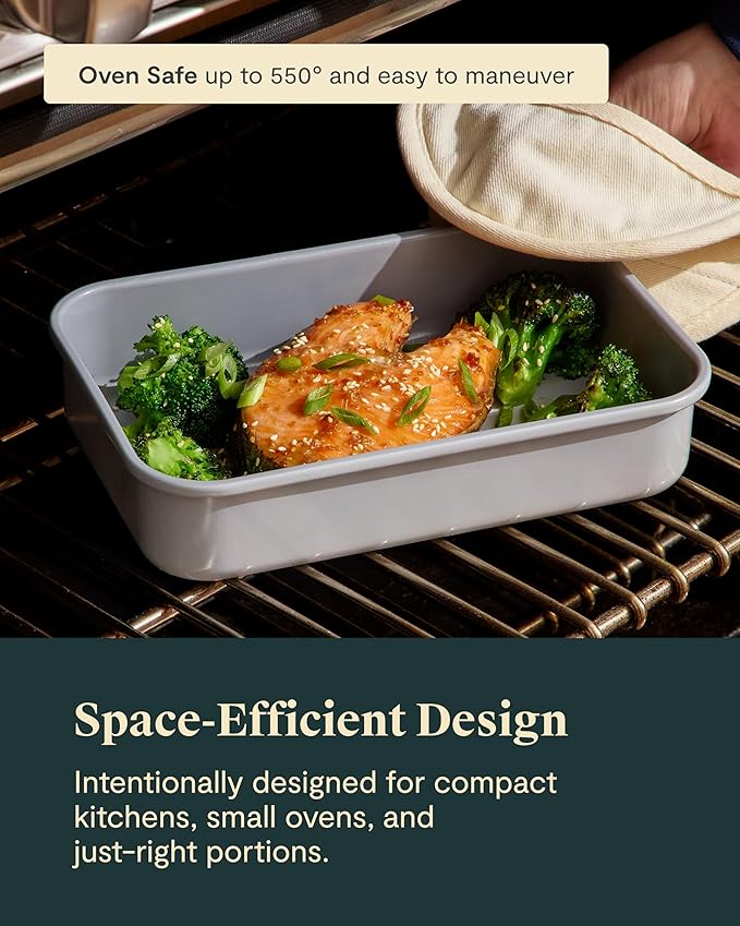 Caraway Nonstick 9” x 6.5” Small Rectangle Baking Pan – Non-Toxic, PTFE & PFOA Free – Aluminized Steel Core – Deep Ceramic Baking Pan for Casseroles, Lasagna & More - Marigold