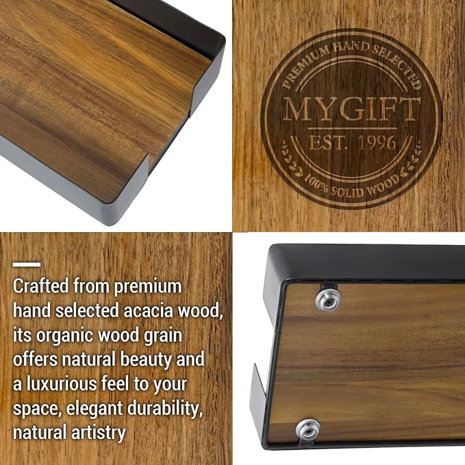 MyGift Modern Metal Wire Bathroom Paper Hand Towel Holder in Brass Tone Finish, Guest Bathroom Countertop Vanity Disposable Folded Trifold, C-fold, (Matte Black)