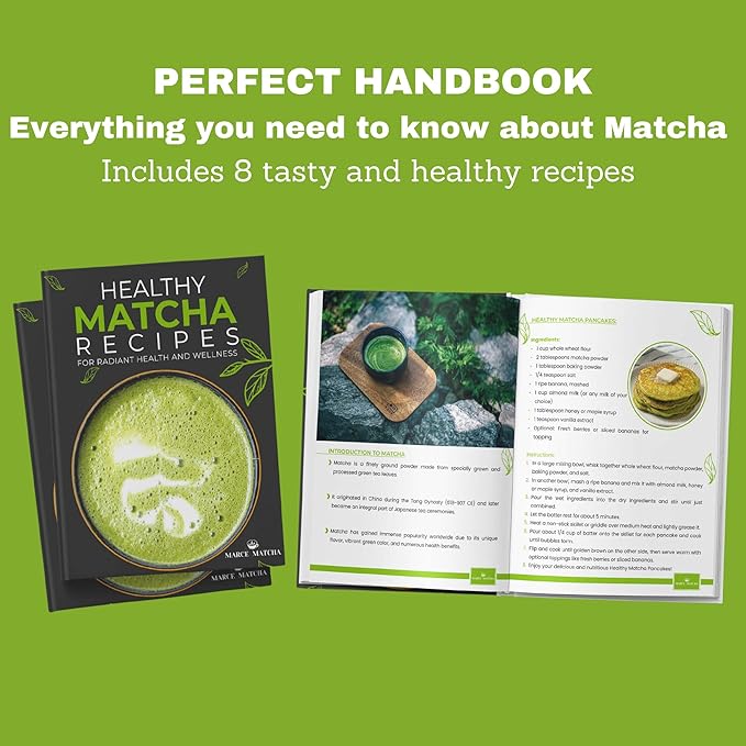 Matcha Whisk Set- Matcha Set includes Matcha Whisk and Bowl with Spout, Sifter, Holder and Scoop- The Perfect Bamboo Whisk for Matcha Tea (Green)