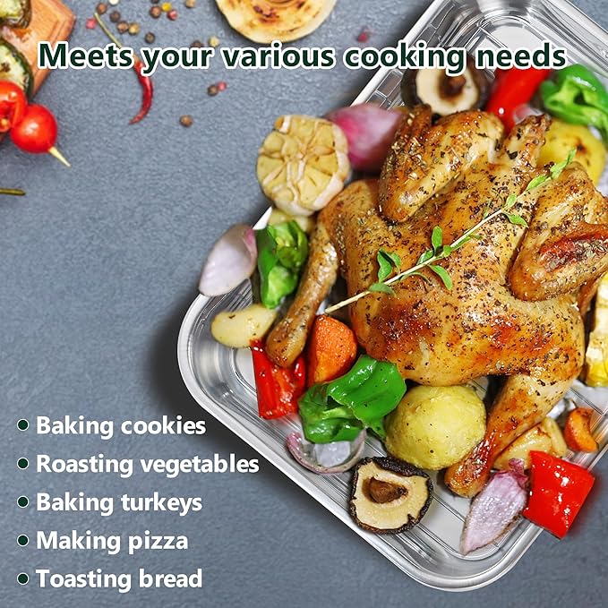 Stainless Steel Roasting Oven Pan: Roaster Pans With Rack & Handles 16.2 * 12.2 * 3 inches - Kitchen Baking Appliances for Turkey Chicken Beef - Kitchen Cookware Gifts for Women Homeowner