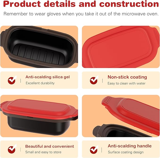 Multi-Use Microwave Cookware|Microwave Grill Pan, Rice/Pasta/Bacon Cooker | Senior-Friendly Easy Grip | Dishwasher Safe& BPA-Free | Safe for Family,Dorms,Office,RV