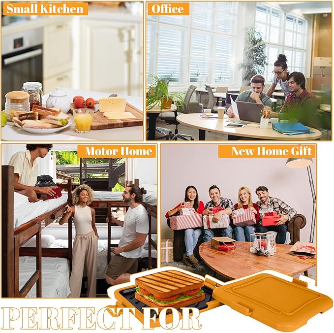 Microwave Sandwich Maker - Microwave Toastie Sandwich Maker，3-in-1 Toastie Panini Press with Dishwasher Safe Design No Electricity Needed Fast Cooking for Travel Friendly/Office/Home(Yellow)