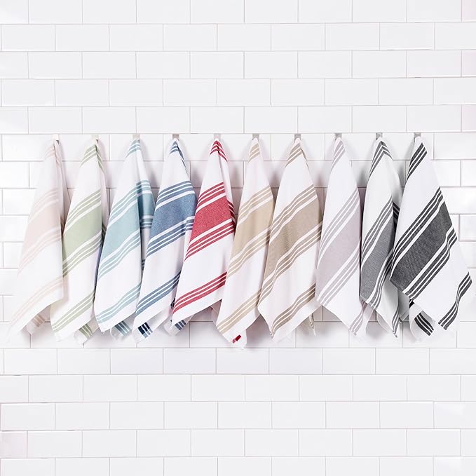 All-Clad Dual-Purpose Kitchen Towels: Highly Absorbent - 100% Cotton, 17"x30" Dish Towels for Cleaning & Drying Dishes & Glassware, 3-Pack, Chili