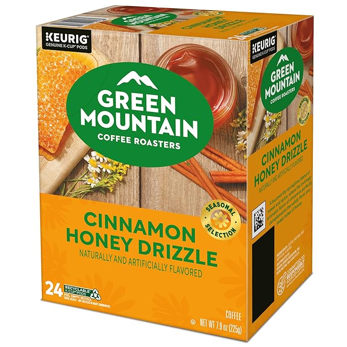 Green Mountain Coffee Roasters Cinnamon Honey Drizzle Flavored Coffee, Single Serve Keurig K-Cup Pod, 96-count pods, (4 Pack of 24)