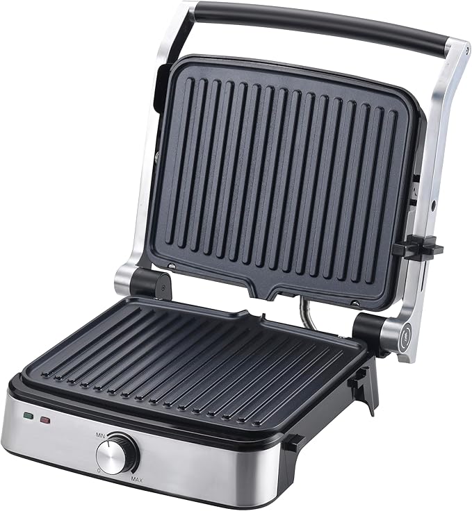 Vivicreate 5-in-1 Contact Grill Stainless Steel Panini Press Nonstick Electric Grill Adjustable Temperature Removable Plates Portable for Sandwiches Steak Chicken Breakfast eléctrica prensa de panini