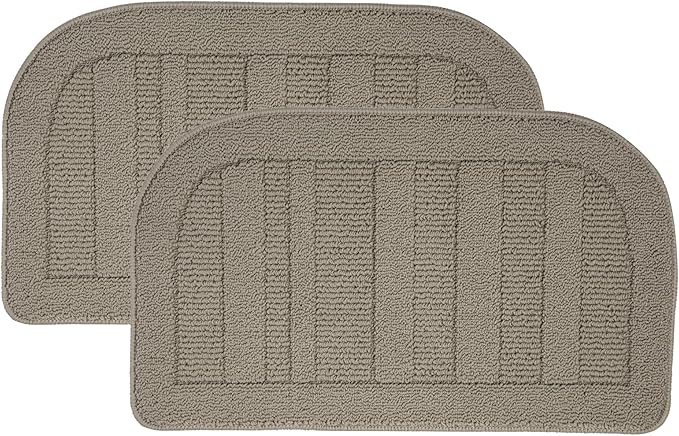 BEQHAUSE 30x18 Inch Kitchen Rug Mat Durable Kitchen Rugs Non-Slip Washable Absorbent Kitchen Mats for Floor Dirt-Resistant Semicircular Kitchen Mat (Taupe, 2PCS)