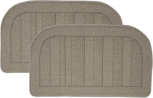 BEQHAUSE 30x18 Inch Kitchen Rug Mat Durable Kitchen Rugs Non-Slip Washable Absorbent Kitchen Mats for Floor Dirt-Resistant Semicircular Kitchen Mat (Taupe, 2PCS)