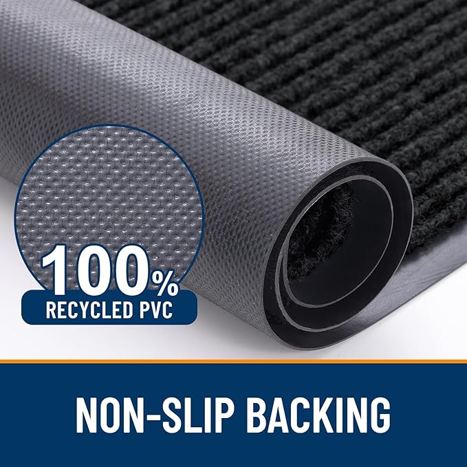 OLANLY Front Door Mat Indoor Outdoor Entrance, Waterproof Heavy Duty Doormat, Fade Resistant, Low Profile, Easy Clean Patio Porch Welcome Floor Mats for Entry, 36x24, Black