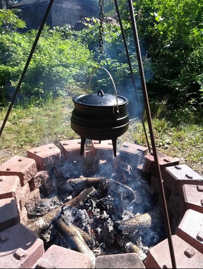 Cuisiland 8.5QT Cast Iron Potjie Cauldron Pot with Lid & 3 Legs – Pre-Seasoned South African-Style Campfire Pot for Outdoor Cooking, Soups, Stews & Braising – Heavy-Duty Cast Iron Dutch Oven