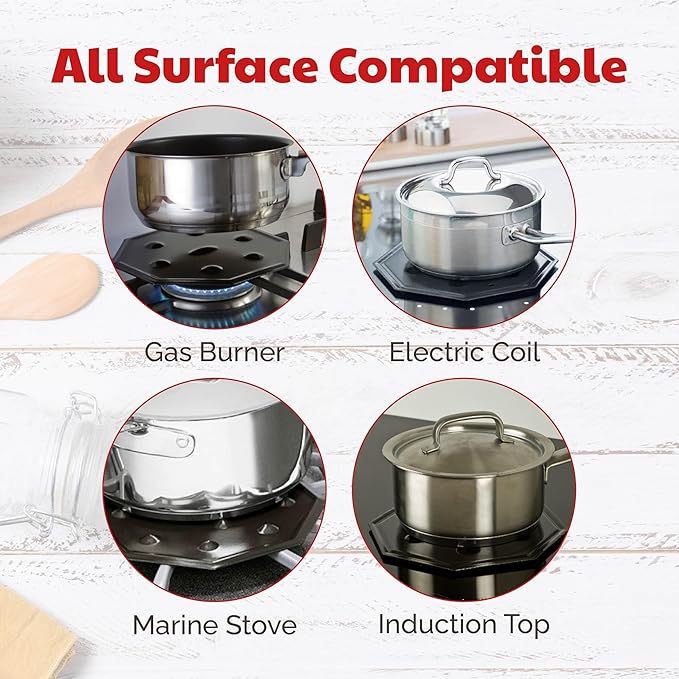 SimmerMat Heat Diffuser - Flame Diffuser Stove Cover Ring - Fire Diffuser for Any Type of Electric or Gas Stove - Dishwasher Safe Stove Top Cover - Steel Plates for Simmering and Slow Cooking - 1 Pack