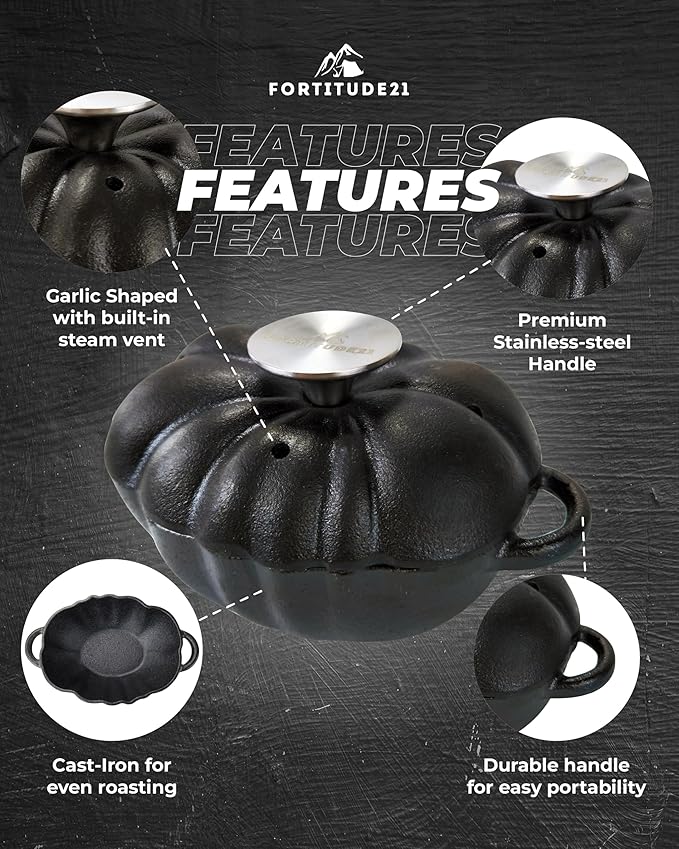Cast Iron Garlic Roaster, Smoker Roaster, Garlic Roaster Oven, Garlic Baker, Garlic Roasting Pot, Potato Baker, Garlic Cooker, Stove Steamer, Indoor Brisket Smoker