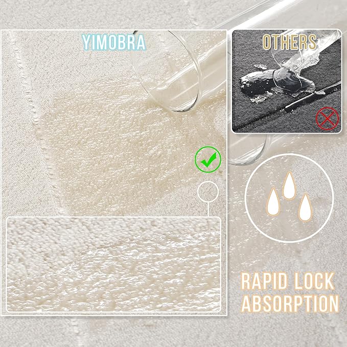 Yimobra Memory Foam Bath Mat, Super Soft Absorbent Bathroom Rug Non Slip 24x17 Inch, Quick Dry, Machine Washable Floor Carpet for Tub Shower, Home Decor Accessories, Cream