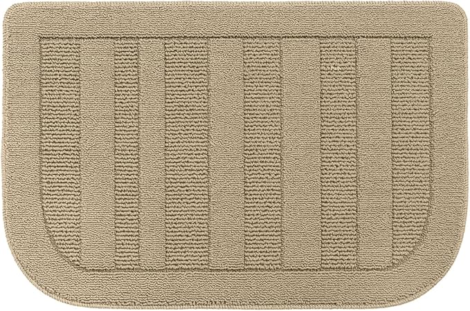 BEQHAUSE 24x36 Inch Kitchen Rug Mat Durable Kitchen Rugs Non-Slip Washable Absorbent Kitchen Mats for Floor Dirt-Resistant Semicircular Kitchen Mat (Beige)