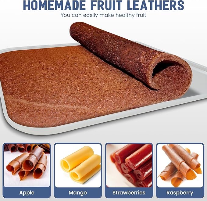 6 Pack Silicone Dehydrator Trays for Liquids, Fruit Leather Trays for Dehydrator, Non-stick Silicone Dryer Mats with Edge,Reusable Dryer Sheet for Jerky, Fruit, Meat, Herbs (11 * 11″)