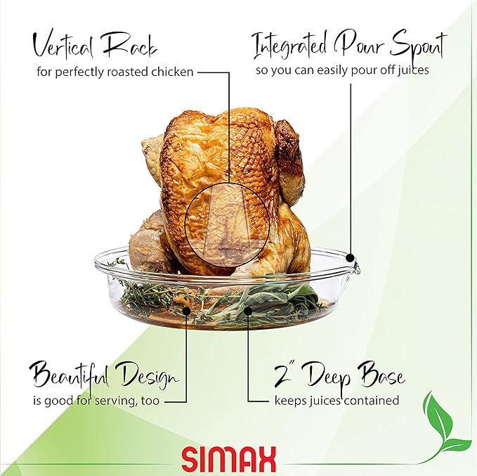 Simax Glassware Vertical Chicken Roaster for Chicken, Borosilicate Glass Mini Turkey Holder & Vertical Turkey Roaster, Roasted Chicken Rack, Poultry Rack, Chicken Holders for Roasted Chicken Prop