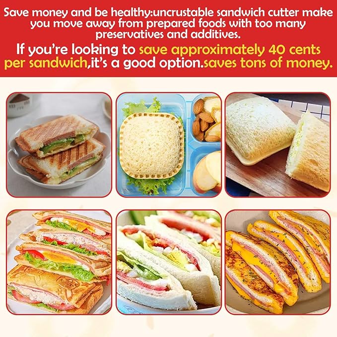 2 PCS Sandwich Cutter and Sealer, Square Cookies & Crustless Bread DIY Maker