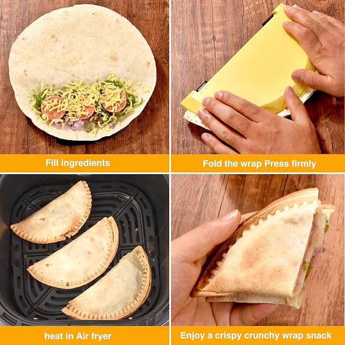 3-in-1 Tortilla Sealer and Quesadilla Maker for 10"+8"+6" Wraps | Adjustable & Detachable Crimper for Burritos, Tacos, Dumplings, Calzone, Sandwich | Dishwasher Safe