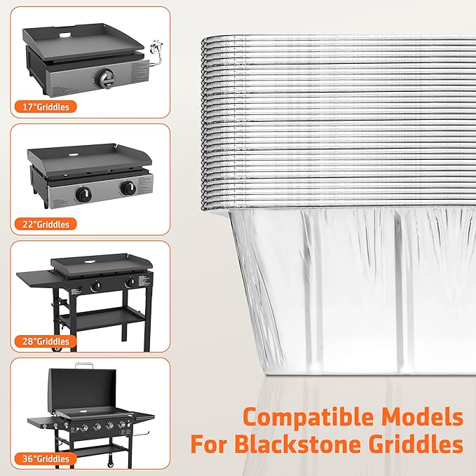 10 Pack Grease Cup Liners for Blackstone Griddle Accessories, Aluminum Foil Drip Pan Grill Grease Tray Liner Grease Catcher Cup Liner for 17, 22, 28 & 36 inches Griddle (10 Pack)