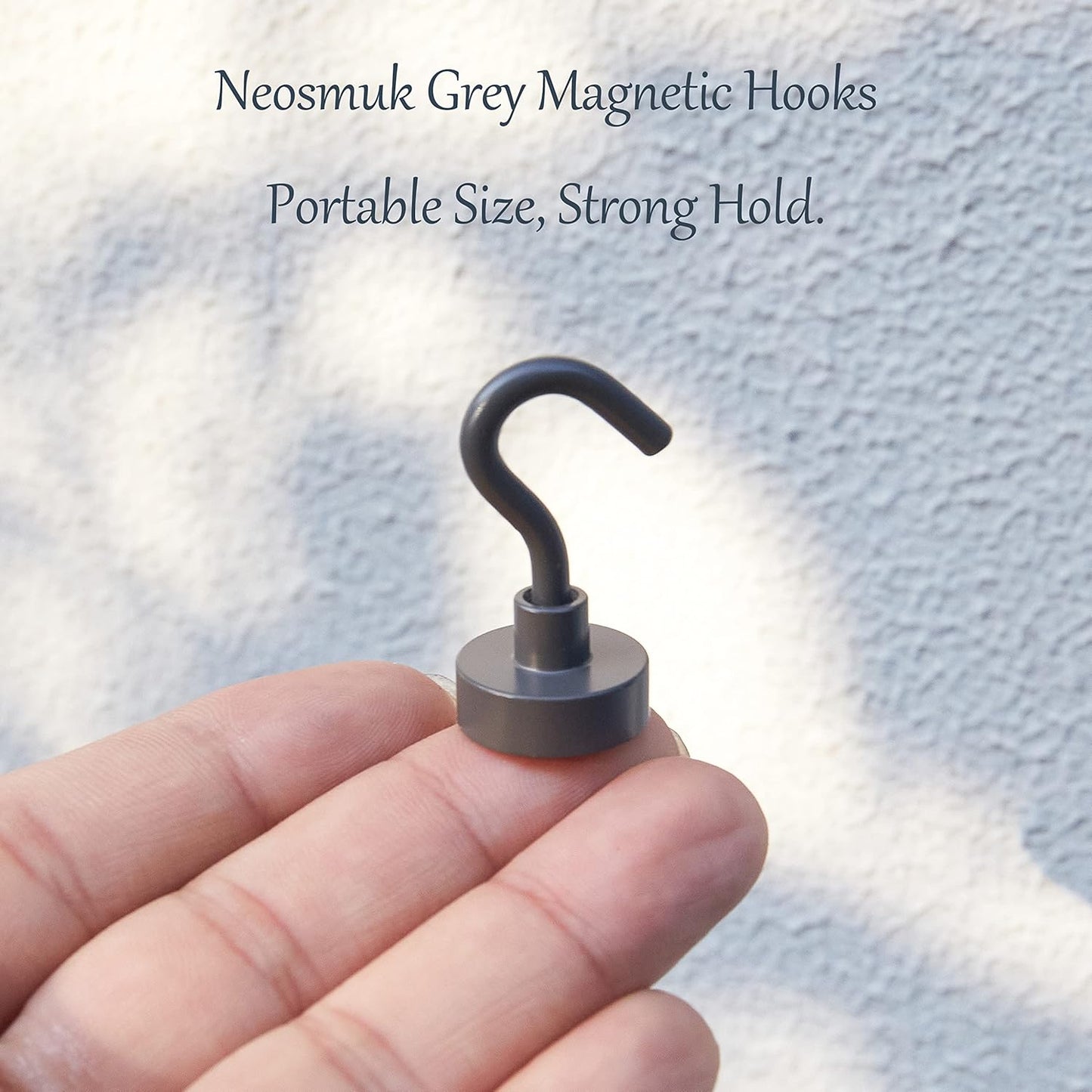 Neosmuk Magnetic Hooks,30lb+ Heavy Duty Earth Magnets with Hook for Refrigerator, Extra Strong Cruise Hook for Hanging, Magnetic Hanger for Curtain, Grill (Grey, 15 Pack)