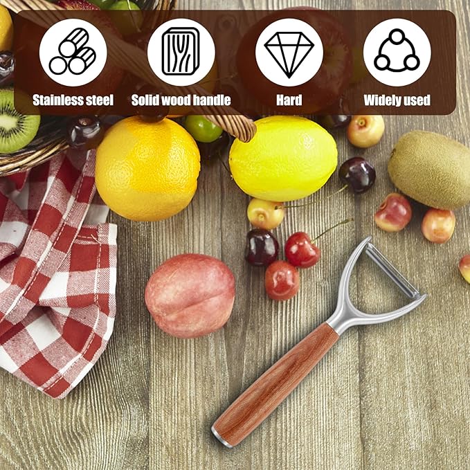 1Pcs Y Style Stainless Steel Vegetable Peeler for Fruit Veggie Heat Resistant Incisive Cucumber Peeler With Solid Wood Handle for Home Kitchen Use