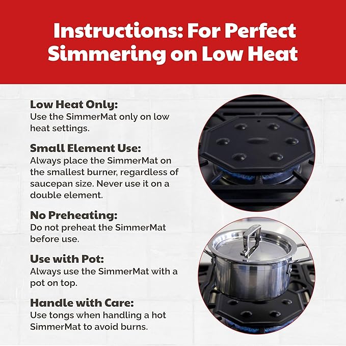 SimmerMat Heat Diffuser - Flame Diffuser Stove Cover Ring - Fire Diffuser for Any Type of Electric or Gas Stove - Dishwasher Safe Stove Top Cover - Steel Plates for Simmering and Slow Cooking - 2 Pack