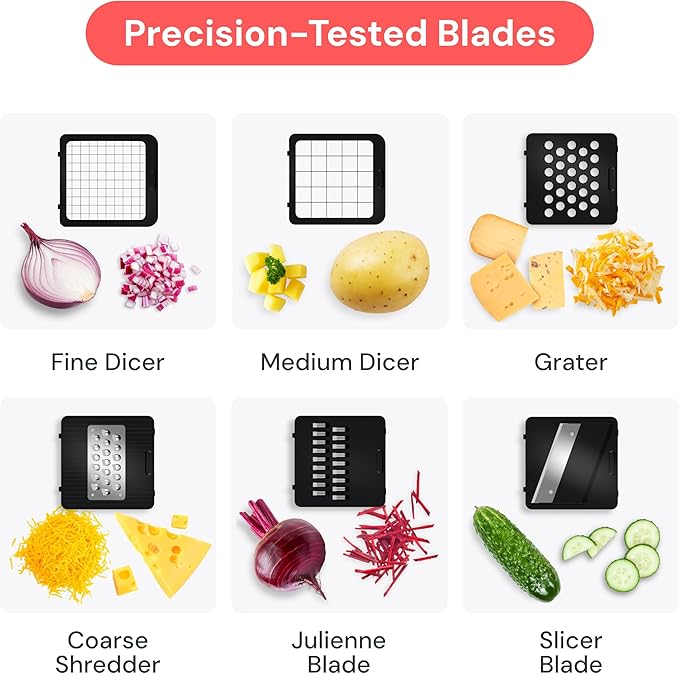 Fullstar Mandoline Slicer for Kitchen - Vegetable Chopper, Onion Potato Food Veggie Fruit Slicer and Cutter with Container, Kitchen Gadgets & Accessories, Home Essentials (6-in-1, Gray/Green)