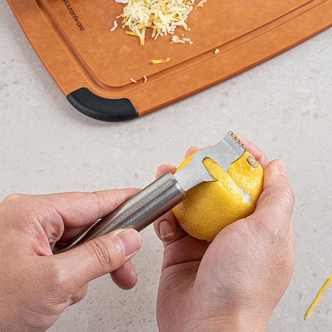 Restaurantware Met Lux Citrus Zester 1 Multi-Purpose Channel Knife - Ergonomic Grip Hanging Loop Stainless Steel Lemon Peeler Corrosion-Resistant For Kitchens And Bars