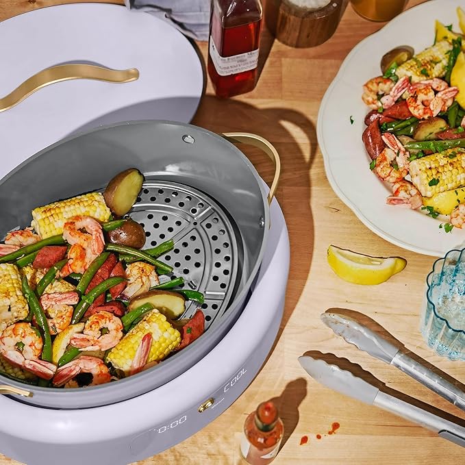Beautiful 10-in-1 6Qt Electric Multi-Cooker by Drew Barrymore – Slow and Rice Cooker, Steamer, Dutch Oven, Sauté & More – Touch Display, Oven Safe, Dishwasher Safe (Lavender)