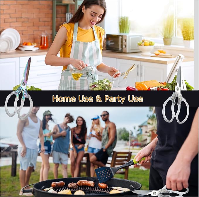 Kitchen Scissors, Heavy Duty Sharp Kitchen Shears, Stainless Steel & Aluminum, Transparent, Serrated Edge, Day Style, 1 Count