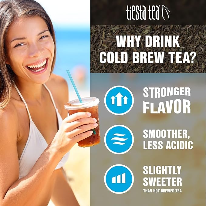 Tiesta Tea - Fireberry Cold Brew, Loose Leaf, Cranberry Hibiscus Rooibos Tea, Premium Non-Caffeinated Blend, Cold Brew Packets, Makes 64 oz Per Bag (Pack of 10)