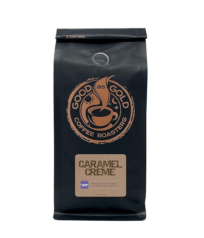 Good As Gold Coffee Roasters - Caramel Cream Flavored Whole Bean Coffee, 12 Oz