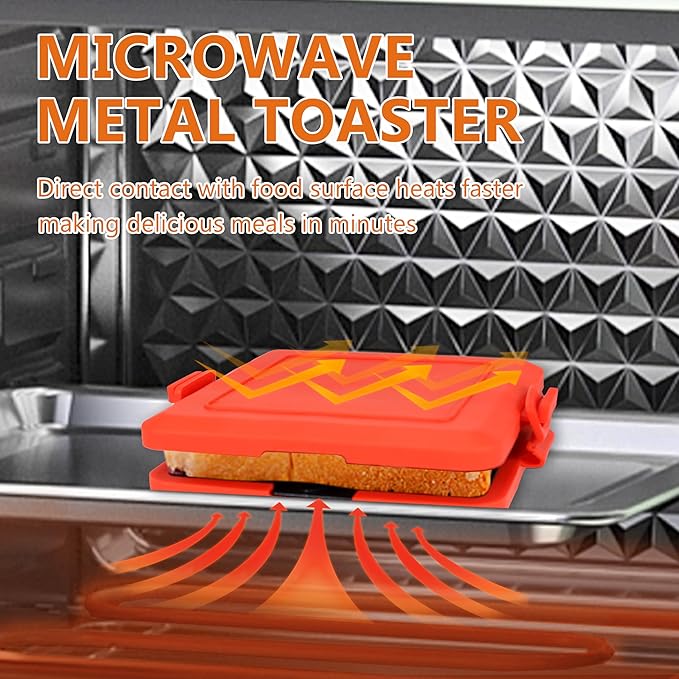 Microwave Toastie Sandwich Maker,Micro Munchy Microwave Toastie Maker, Versatile Small Toaster, Easy to Clean and Store, Perfect for Cooking Breakfast, Grilled Cheese, Snacks (Yellow)