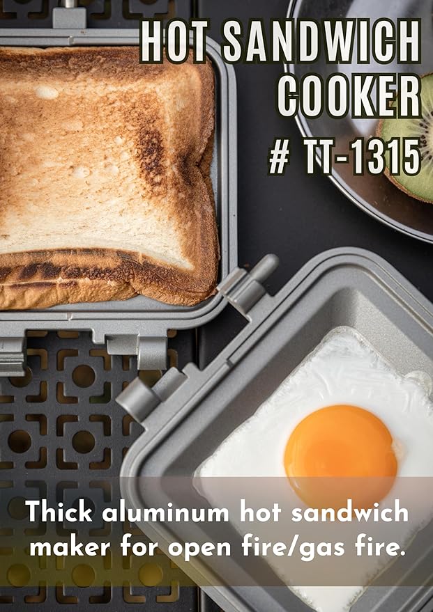camping moon Sandwich Maker Hot Sand Single Burner Gas Fire Open Fire Compact Aluminum TT-1315 (Silver)