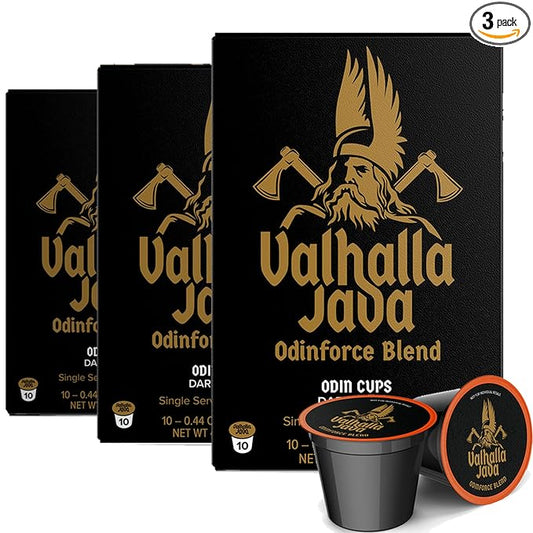 Death Wish Coffee, Valhalla Java Strong Coffee Pods 10 Count (Pack of 3)