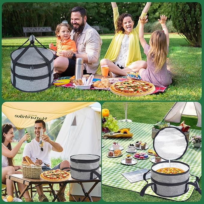 Aufind 12" 2 Pack Pie Carrier with Lid and Insulated Food Carrying Case Bag, Reusable Food Storage Containers for Pies, Cheesecake, Pizza, Nuts Fruit