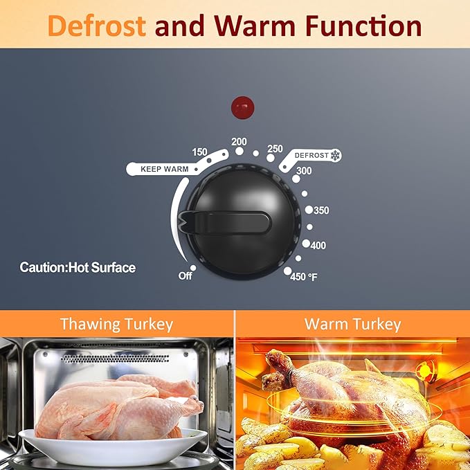 Sunvivi Electric Roaster, 24 Quart Electric Roaster Oven with Glass Lid, Turkey Roaster Oven Buffet with Self-Basting Lid, Removable Pan, Cool-Touch Handles, Blue