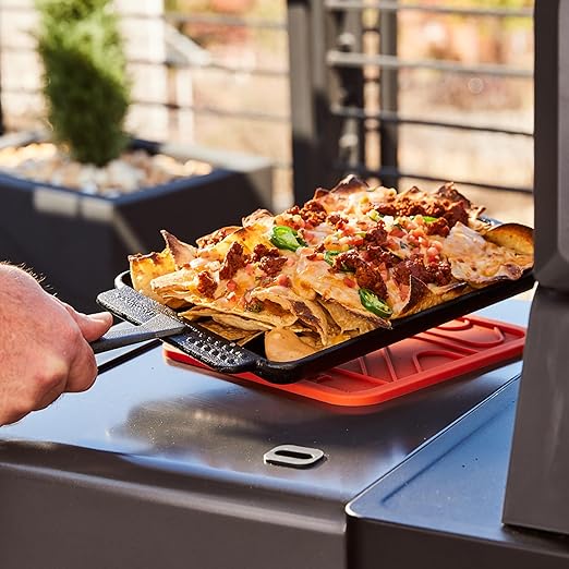 CURRENT® Cast Iron Sizzle Plates 3-Piece Set - Deep Pan, Shallow Pan, Grill Pan with Removable Handle, Pre-Seasoned, Heat Retention, Compatible Model P Pizza Oven
